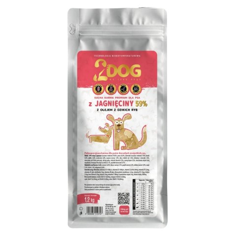 SUCHA KARMA DLA PSA 2Dog JAGNIĘCINA 1,2kg ZIMNOTŁOCZONA HIPOALERGICZNA MONO