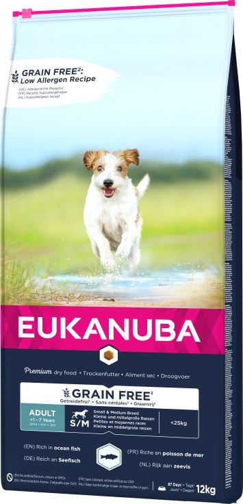 Eukanuba Adult Small&Medium Grain Free Łosoś 12kg
