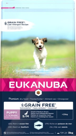 Eukanuba Puppy&Junior Small/Medium Grain Free Łosoś 3kg