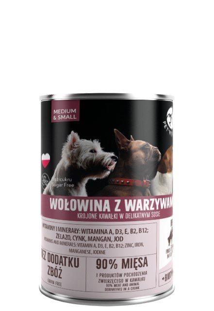 PetRepublic Wołowina Z Warzywami Krojone Kawałki W Delikatnym Sosie 400g