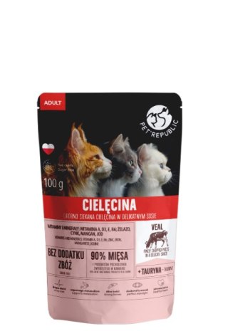 PetRepublic drobno siekane kawałki w delikatnym sosie cielęcina 100g dla kota
