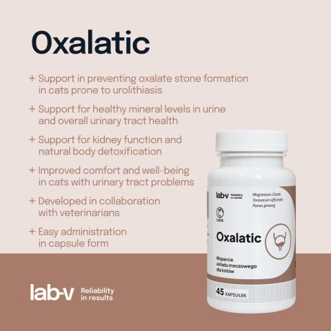Lab-v Oxalatic Wsparcie Dla Kotów Przy Tworzeniu Się Kamieni Oksalatowych 45 Kapsułek