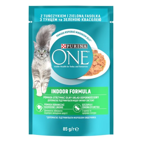 Purina One Indoor Formula Karma Dla Kota Z Tuńczykiem I Zieloną Fasolką 85g