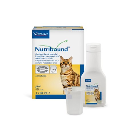 VIRBAC Nutribound Roztwór Doustny Dla Kotów W Czasie Rekonwalescencji 3 X 150 Ml - Nowa Wersja