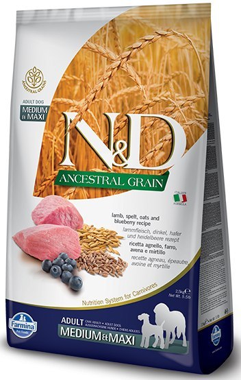 Farmina N&D Ancestral Grain Canine Adult Medium&Maxi Lamb&Blueberry 12kg