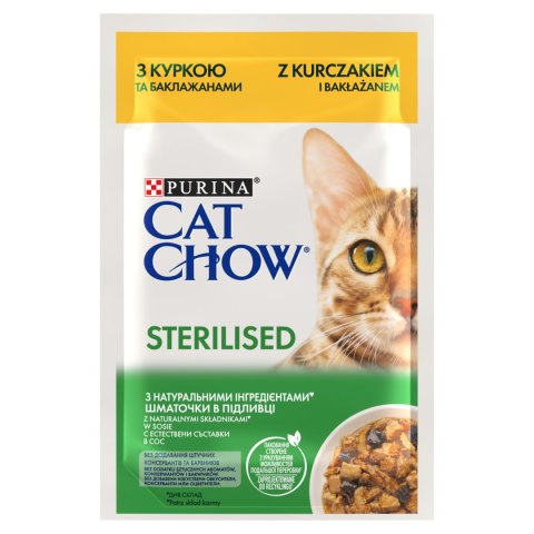 Purina Cat Chow Sterilised Karma Z Kurczakiem I Bakłażanem W Sosie 85g