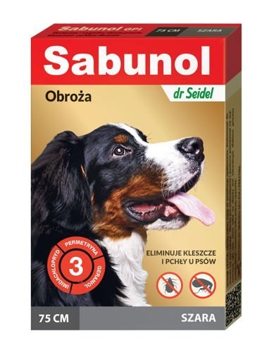 Laboratorium DermaPharm Sabunol Szara Obroża Przeciw Pchłom I Kleszczom Dla Psa 75cm