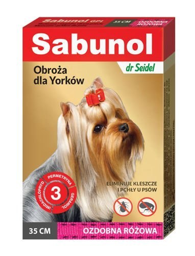 Laboratorium DermaPharm Sabunol Ozdobna Różowa Obroża Dla Yorków 35cm