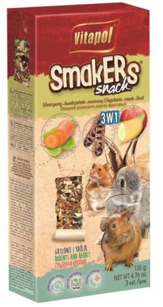 Vitapol Smakers 3w1 Dla Gryzoni I Królika (Warzywny/Świętojański/ Owocowy) 3szt